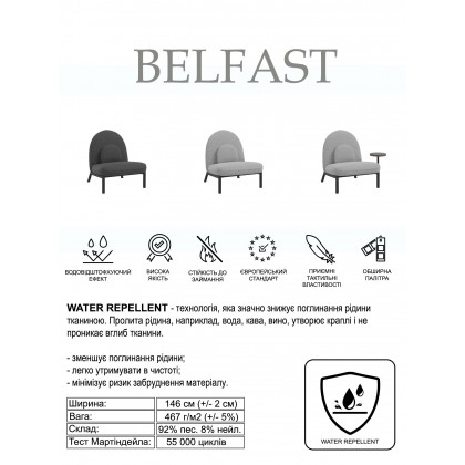 Крісло інтер'єрне Soft Lounge Belfast сіре зі столиком